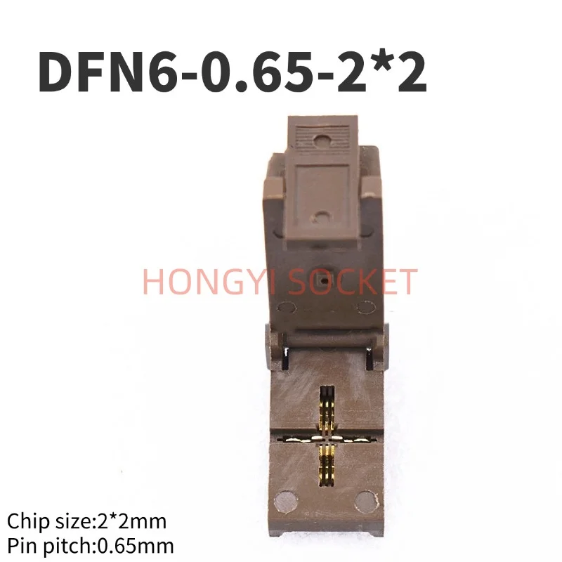 DFN6 6pin ICsocket pitch0.65 ICsize2*2 prueba de sonda de resorte/burn/enchufe de programa chapado en oro alta temperatura HAST 30V 50mΩ asiento de prueba