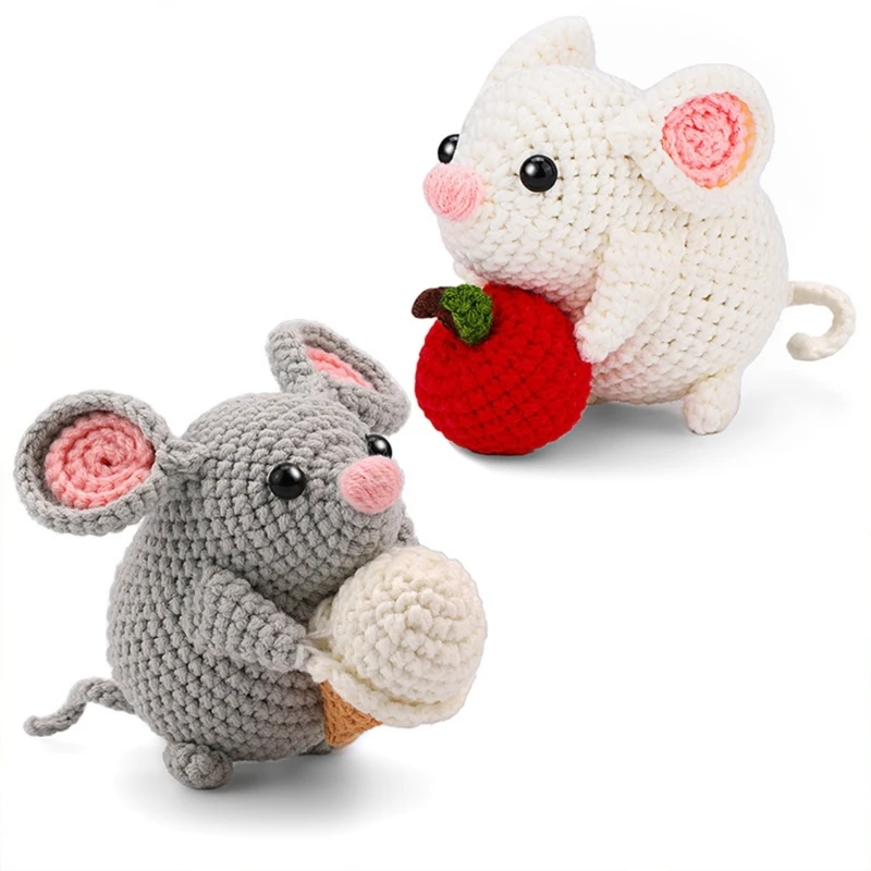 

Beginners Crochet Kits Mouse Crochet Yarn Set Animal Crochet Kits for Kids