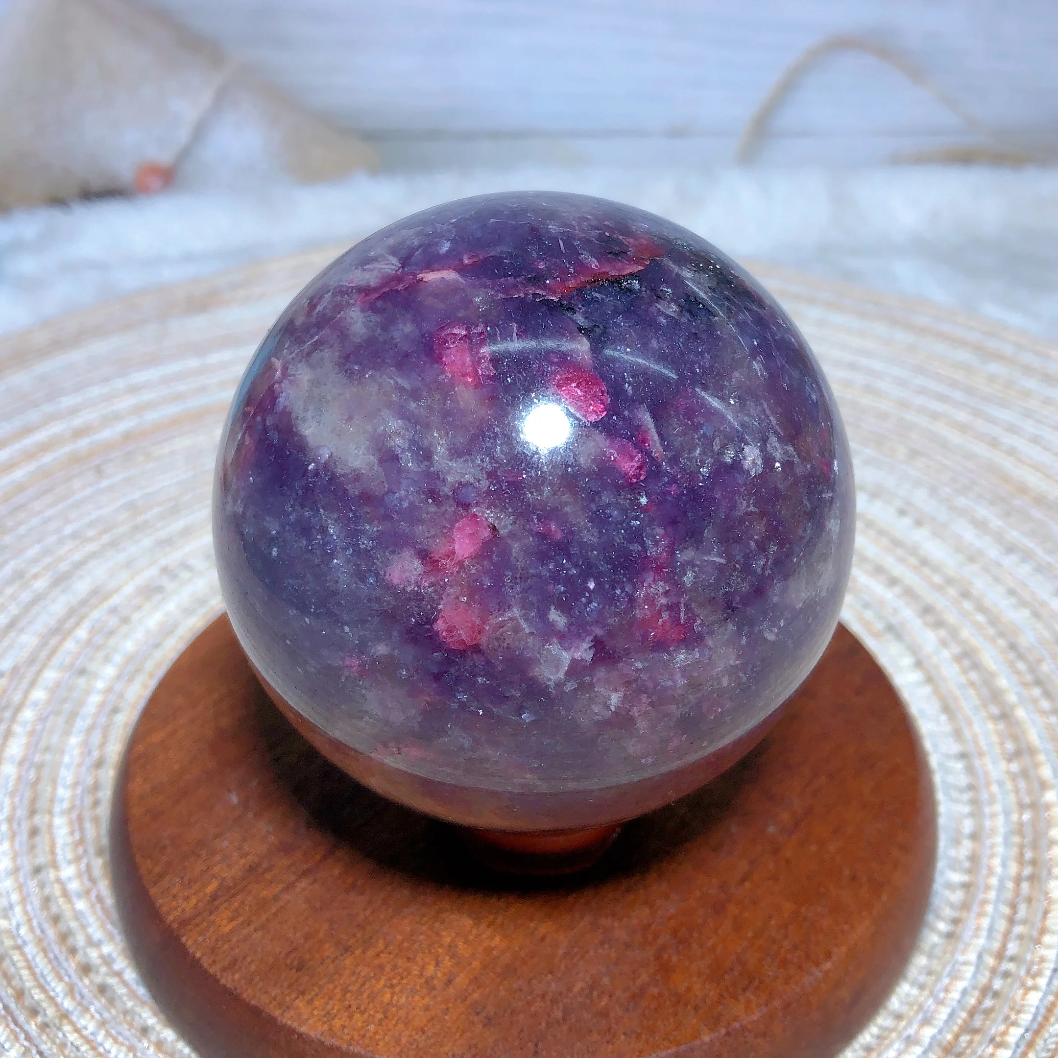 Natural Crystal Unicorn Lepidolite Sphere Silver Flashy Painting Gemstones Mineral Energy Home Decorations Room Decor Gift