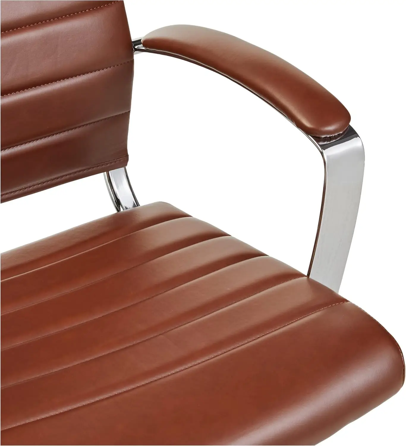 كرسي مكتب دوار مريح عالي الظهر مع دعم قطني، تنجيد من الجلد الصناعي، طراز حديث باللون الأحمر الطوبي