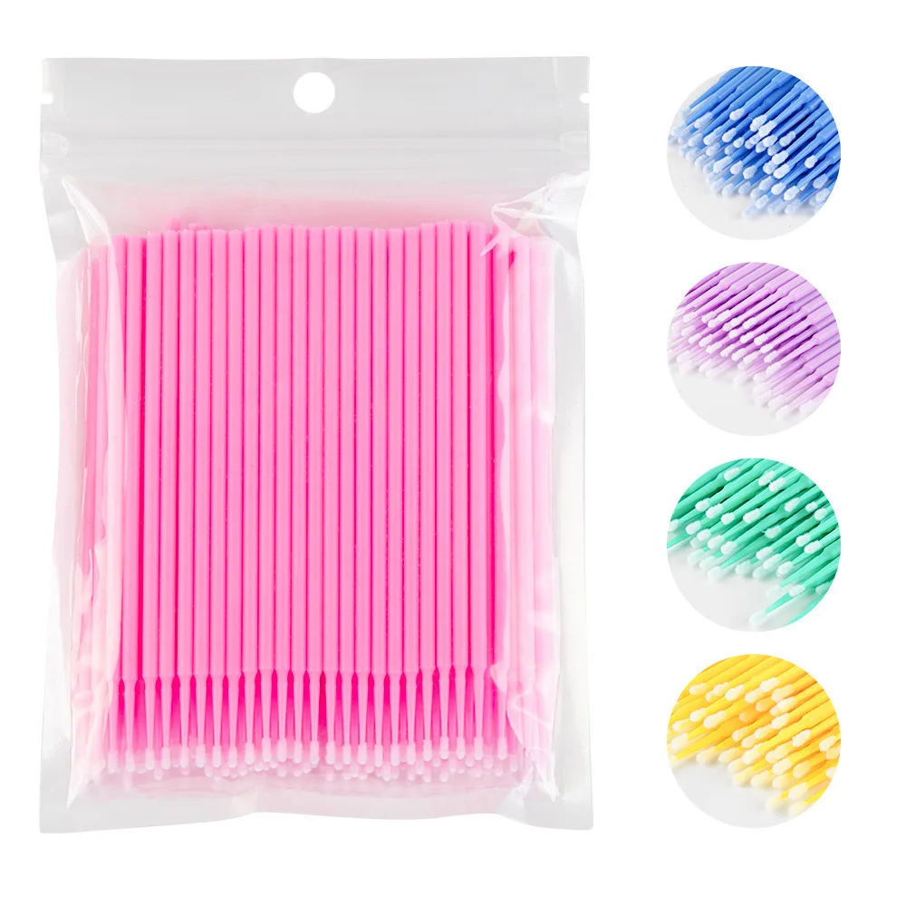 100PCS Disposable MicroBrush Eyelashes Extension Individual Lash Removing Swab Micro make up brushes For Eyelash Extension Tools