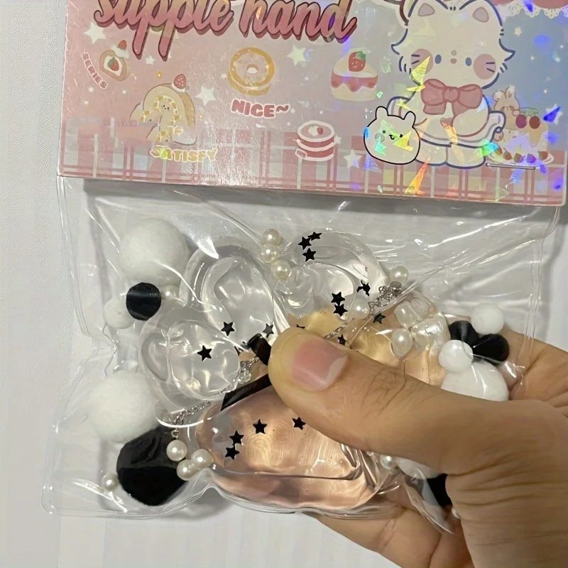 透明ソフトピンチスローリバウンドスクイーズバタフライノット猫の爪 - 装飾ビーズ付き大人用スクイーズおもちゃ - ホリデーパ