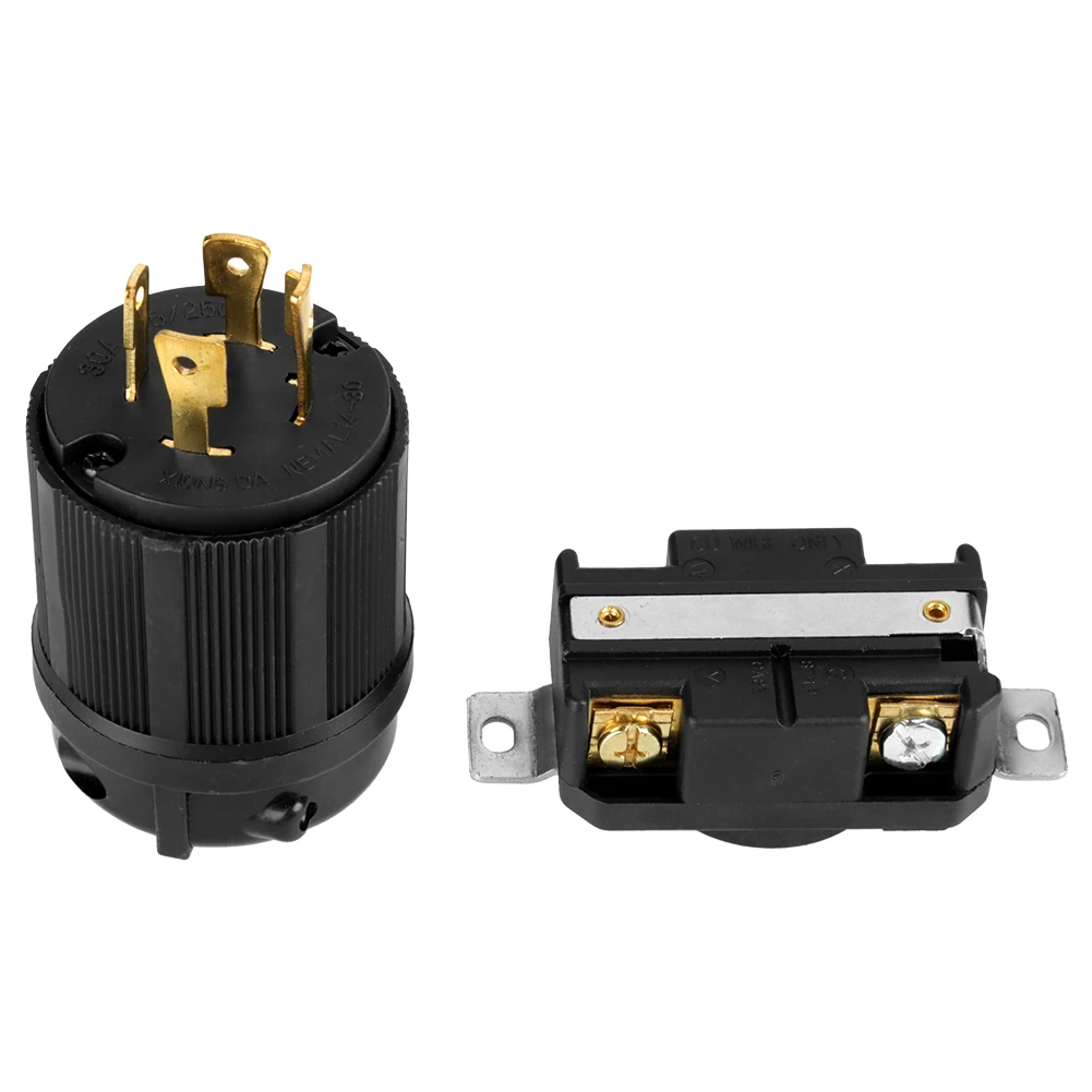 

Generator Socket 4 Pin NEMA L14-30 Generator RV AC 125V-250V 30A Plug & Socket Male & Female Receptacle Set Generator Plug