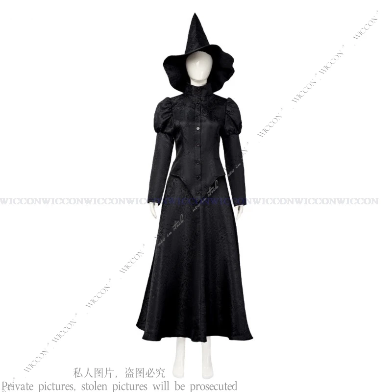 Halloween 2024 Wicked Cosplay Costume Witch Stage Costumes Female Magician Clothing And Hats New Woman Role Play Full Set