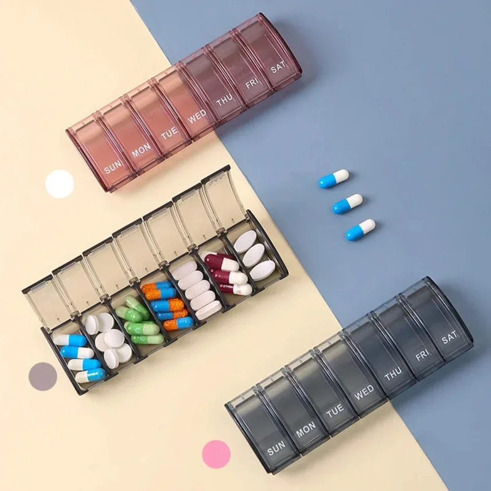 Pillendose für 7 Tage, Medikamentenbox, Wöchentlicher Pillenorganizer für Vitamine, Fischöle, Nahrungsergänzungsmittel und Medikamente für Reisen und Arbeit – Detail 1