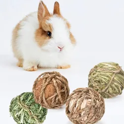 4/5pcs Chewing Braided Ball Guinea Pig Rabbit Hamster Small Animal Play Pet Interactive Chew Toy Natural Grass Ball Fun Pet Toys
