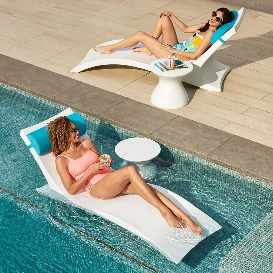 

Outdoor fiberglass sun lounger pool chair in water lounge bed deck beach chair for garden Swimming Pool Lounge in water