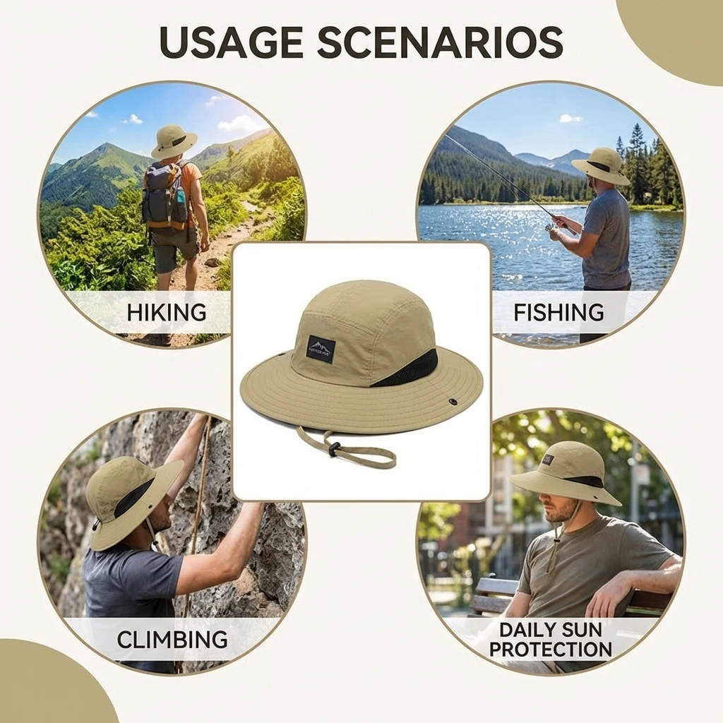 넓은 챙이 있는 버킷햇, 목 플랩 포함, 방수 및 속건 - Camping Outdoor Quick Drying Sun Neck Protection Cap Hat 리뷰 및 가격