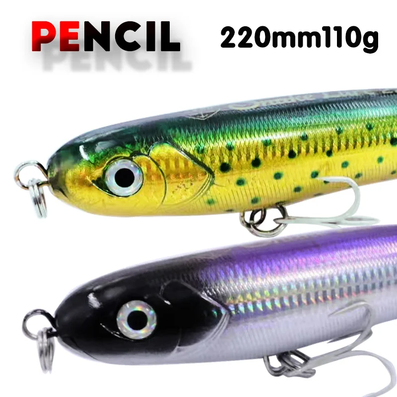 

Big Pencil Lure Hardbait Fishing lure 220mm 110g Topwater Surface Floating Bait Top Water Lures for Seabass Pike FeederSaltwater