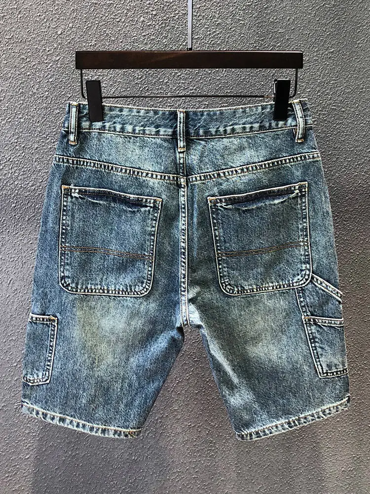 Harajuku Fashion Luxury Brand Designer Clothes Boyfriend Men's Loose Fit Knee Length Denim Shorts Summer Casual Vintage Jeans