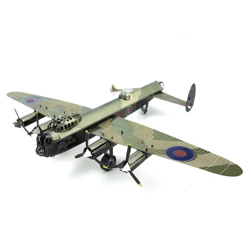 Mfuny 3D Puzzle All Metal Stainless Steel DIY Assembly Model  Colorful Lancaster Bomber