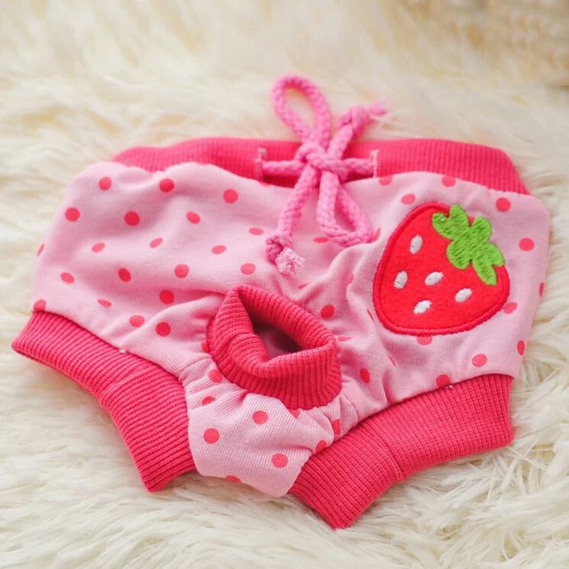 1PC Pet Dog Shorts Sanitary Physiological Pants Cute Fruit Print Diaper Dog Shorts Washable Female Dog Panties Diapers Supplies