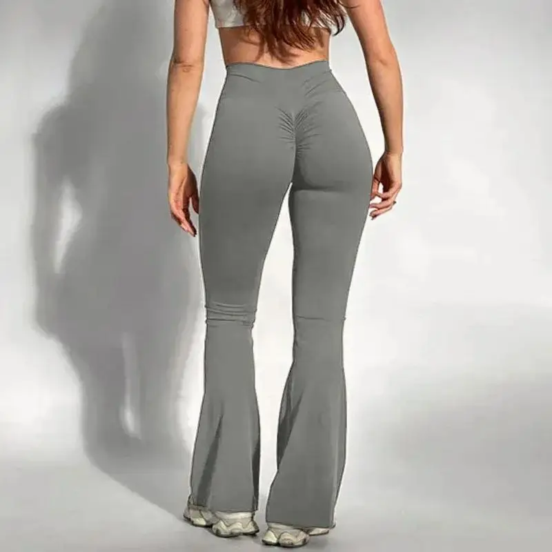 Women Flare Scrunch Leggings High Waist Butt Lifting Gym Fitness Workout Leggins Yoga Pants Trousers Tights Sportswear