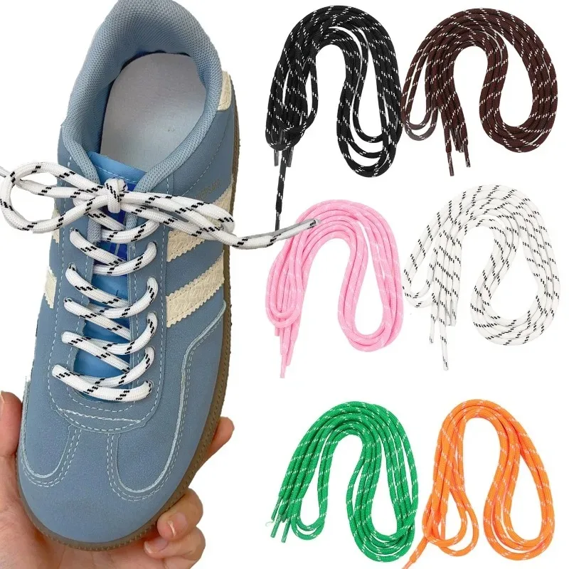 DIY Colorful Diagonal Dots Round Rope Shoelaces Coarse Weave Polyester Shoes Laces for Women Men Sports Casual Sneaker Shoes