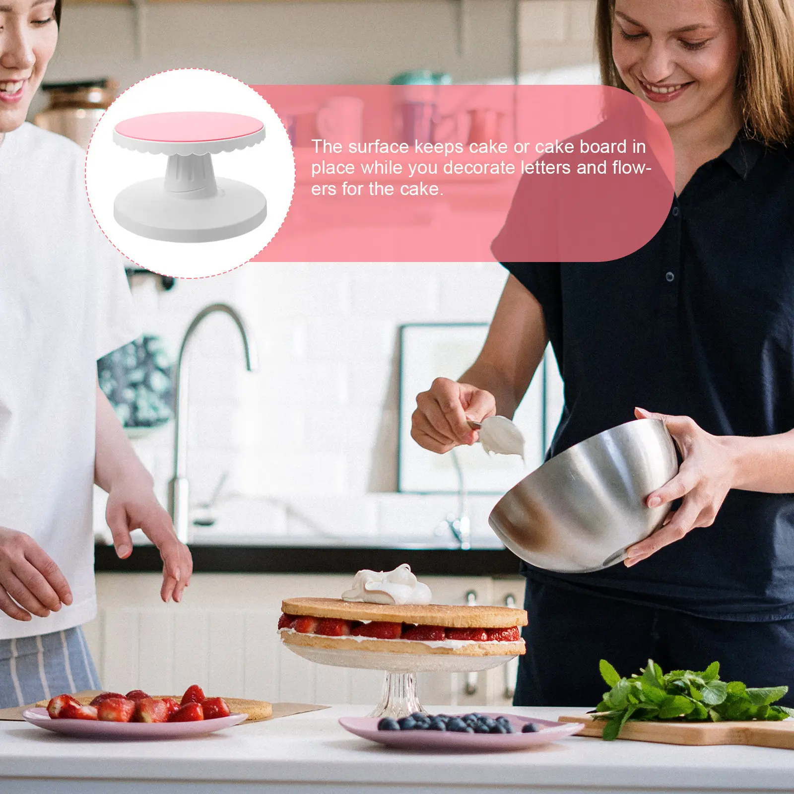 Premium Plastic Cake Turntable for Decorating Smooth Rotating Revolving Stand Non-Skid Surface Cake Decorating Turntable Baking