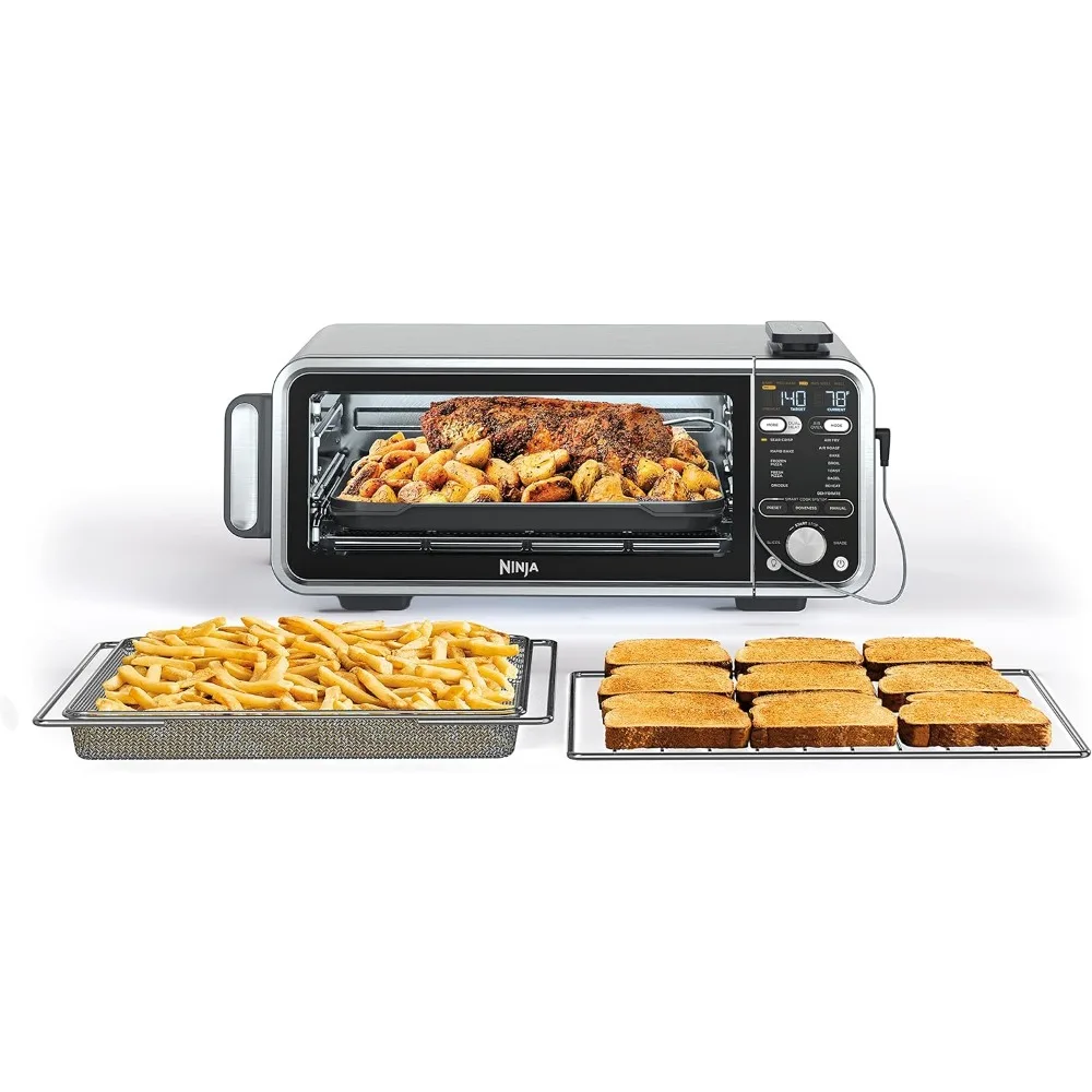 Foodi Smart 13-in-1 Dual Heat Air Fry Countertop Oven,Dehydrate,Reheat,Smart Thermometer,1800w，Sear Crisp, Rapid Bake