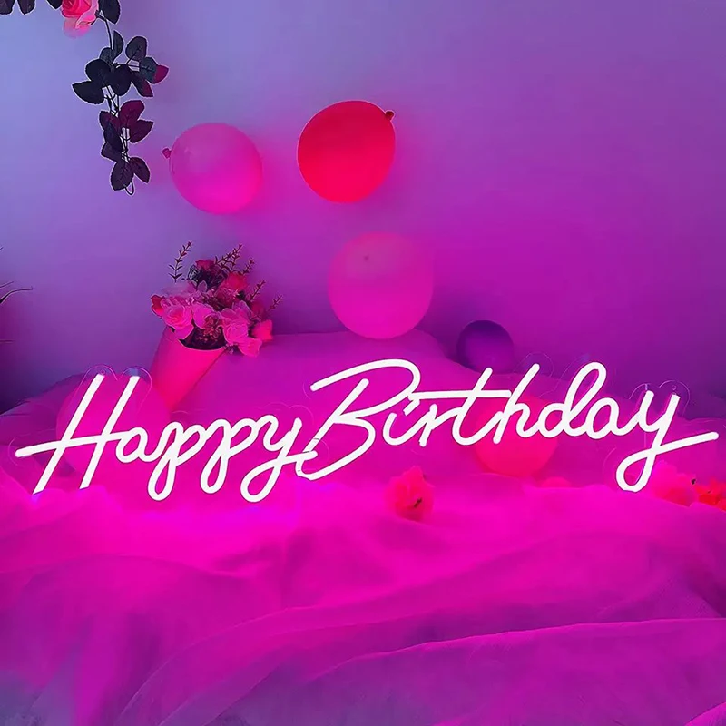 Neon Custom Sign Happy Birthday LED Neon Letters Light Signage For Party Home Birthday Decoration Free Design