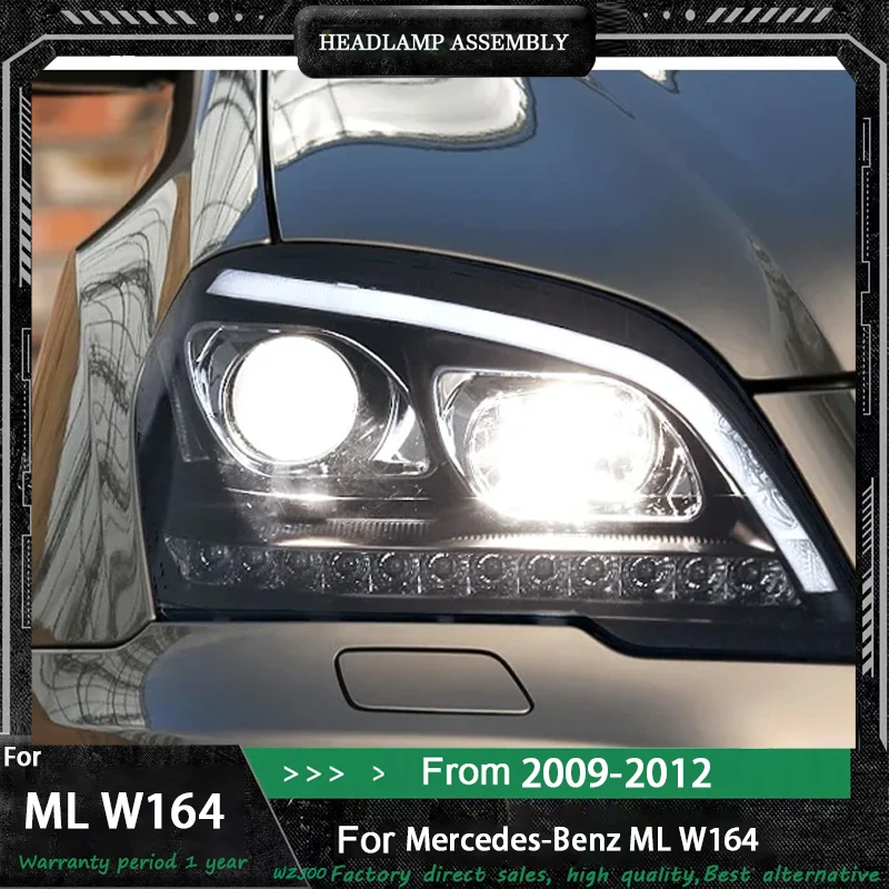 

Стайлинг автомобиля для фар Mercedes W164 2009-2012 ML500, фары Benz ML350 DRL, указатель поворота, ближний свет, линза проектора