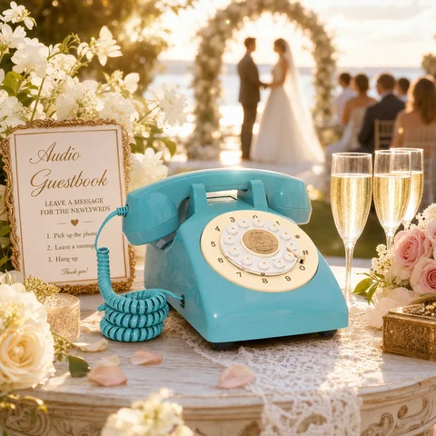 Vintage Audio Guestbook Phone Voice Message Recorder Retro Telephone Wedding Birthday Party Anniversary Event Decor Gifts
