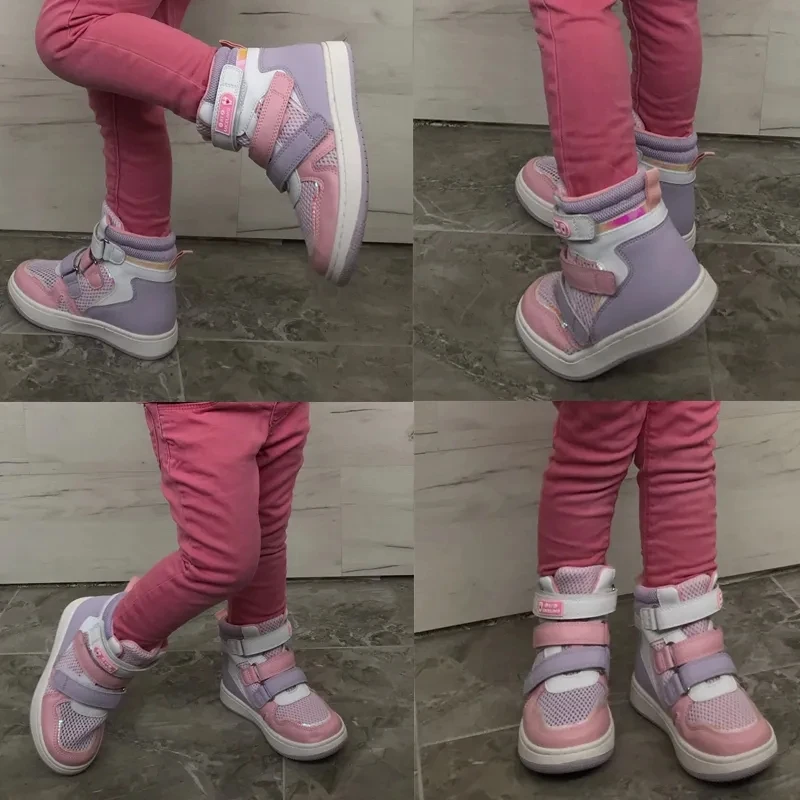 Children Girl Pink Sneakers Toddler Mesh Leather Medical Orthopedic Shoes For Kids Casual Flatfeet Orthotics Sporty Footwear