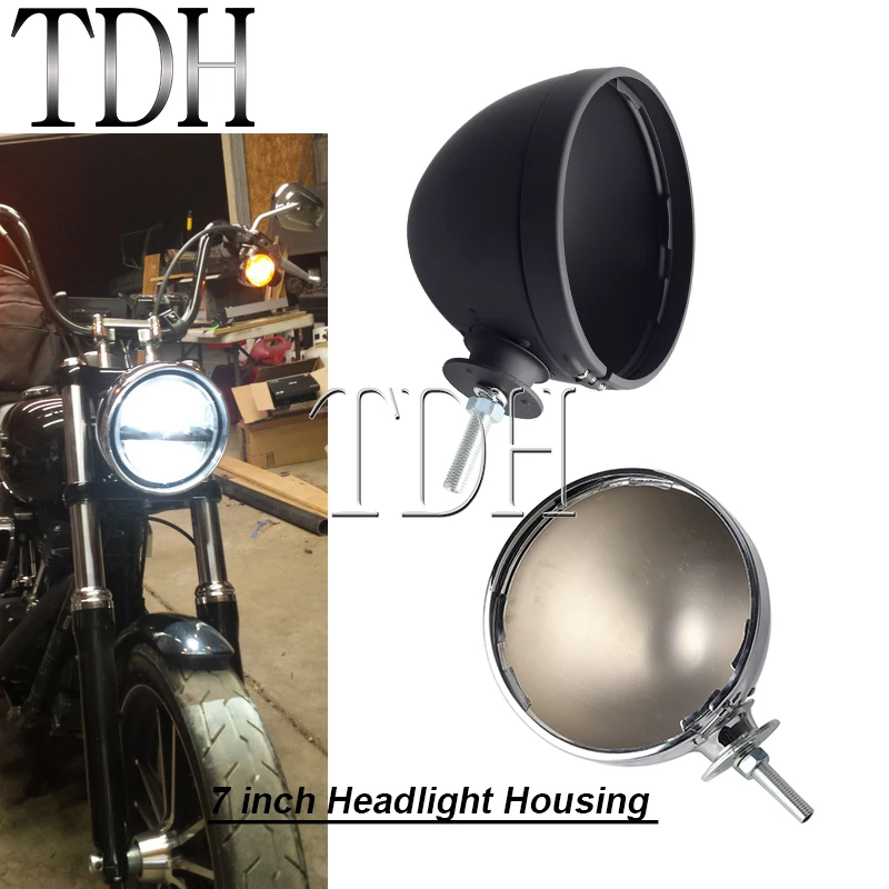 

Steel Motorcycle 7" Headlamp Headlight Mount Bucket Housing Shell Cover For Harley Sportster XL 1200 883 Softail Dyna Touring