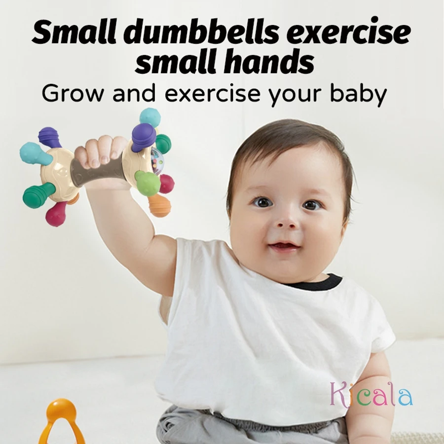 Neugeborenes Baby Geschenk Silikon Beißring Lebensmittelqualität Zahnen Spielzeug Finger Aktivität Simulation Glocke Rassel Montessori sensorisch