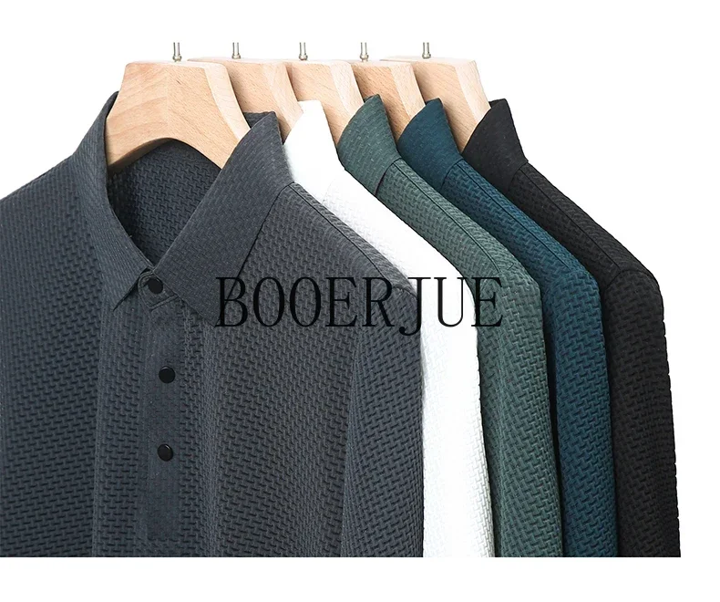 Atmungsaktives Business-Mode-T-Shirt für Herren, Markenkleidung, Sommer 2026 Neu, Herren-Lop-up-Hohlkragen-Kurzarm-Polo-T-Shirt aus Eisseide – Detail 22