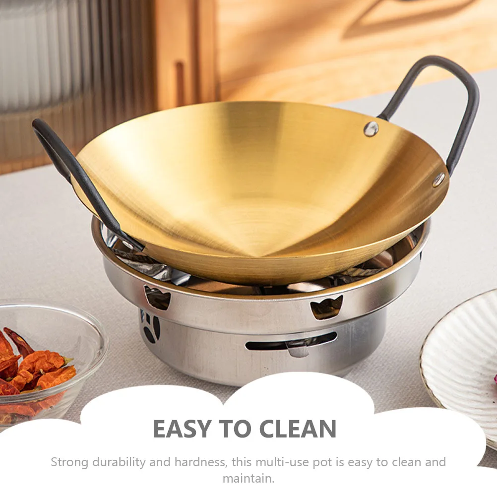 

Thickened Stainless Steel Pot Korean Style Double Ears Ramen Pan Frying Skillet Deep Stock Pot for Restaurant Home Kitchen