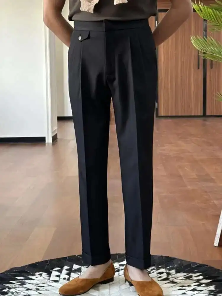 Calças formais dos homens calças sociais calça para homem de cintura alta versátil negócios casual terno calças pantalones hombre 2025