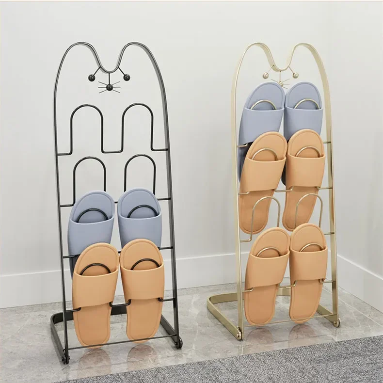 

4 Layers Light Luxury Perforation-Free Iron Storage Multifunctional Living Room Shoe Bathroom Towel Slipper Rack