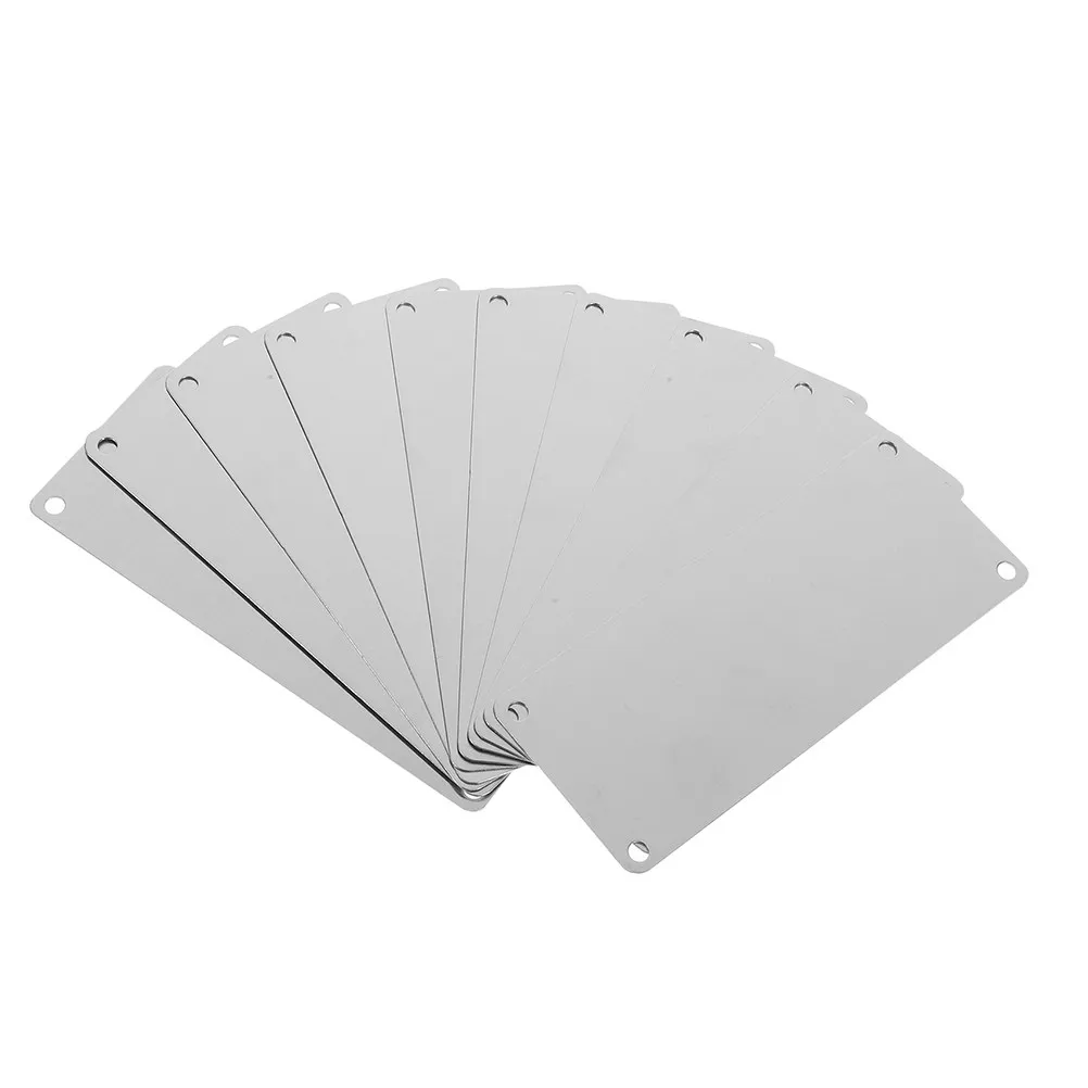 

10 шт. прямоугольных заготовок для табличек из нержавеющей стали, под гравировку, для самостоятельного изготовления именных табличек, металлических бирок, для штамповки, для использования на улице