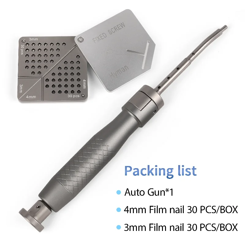 Dental Implant Membrane Tacker Gun Dentistry One-Click Automatic Tacker Kit for Fixing Membrane Includes 60 Titanium Screws Tool