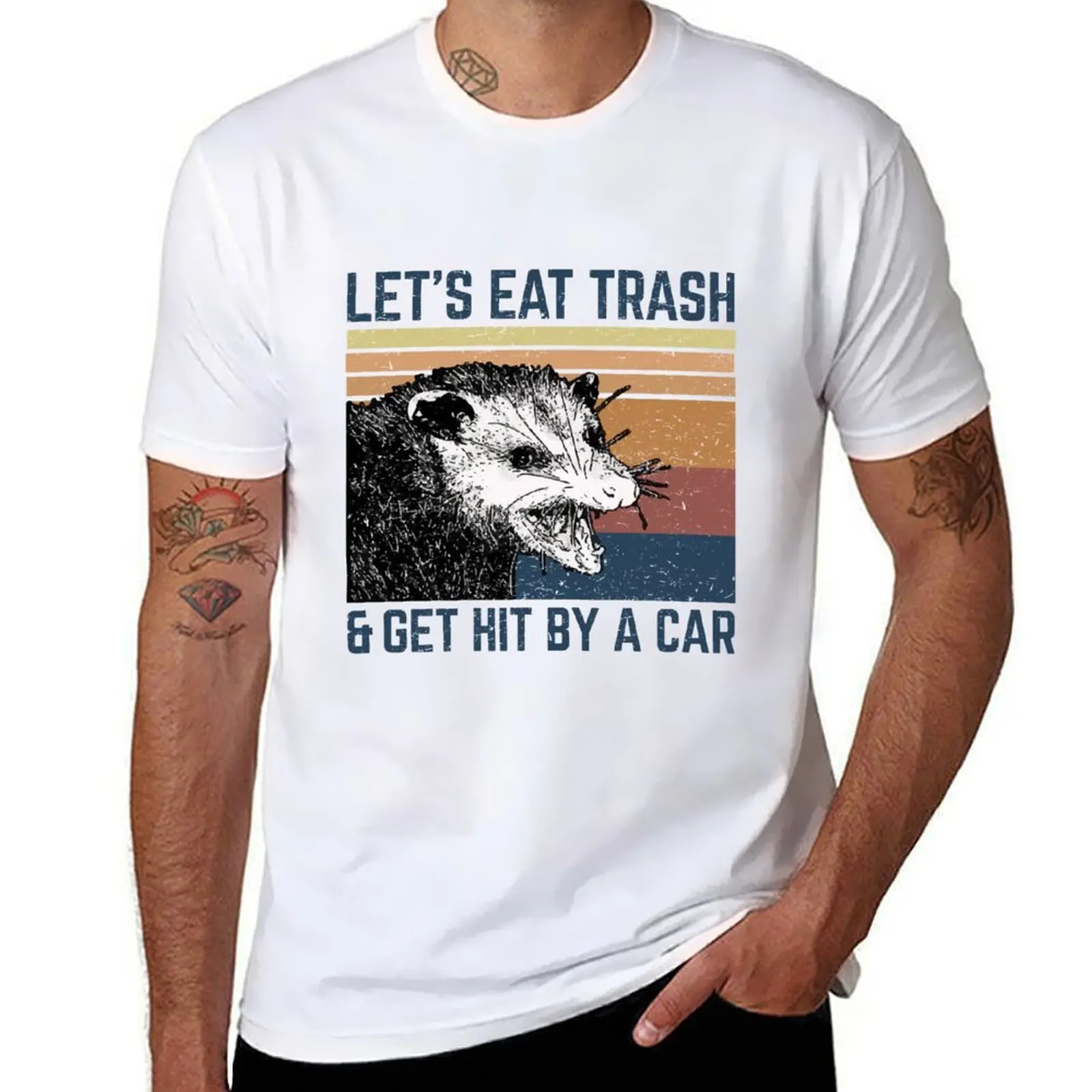 

let's eat trash and get hit by car T-Shirt t shirts for man graphic vintage black cotton t-shirt plain for man package T-Shirt