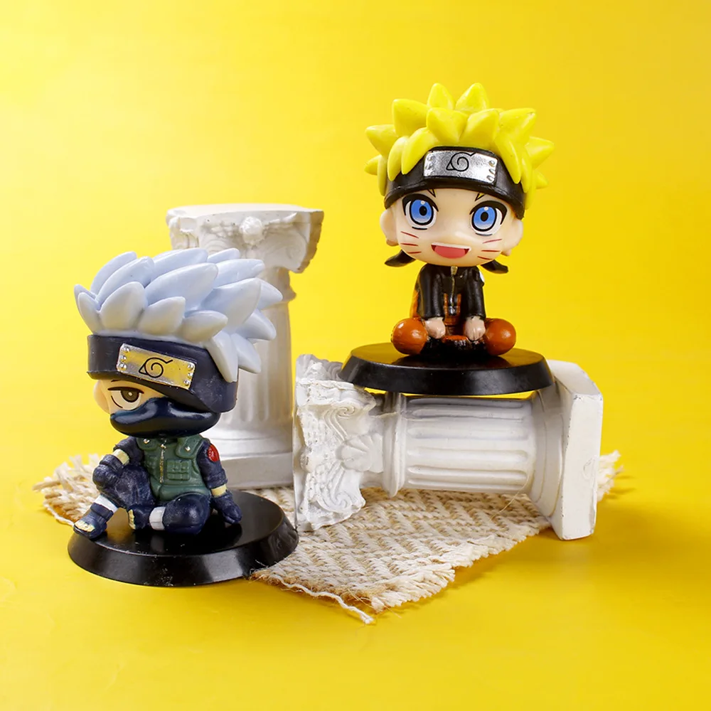 มินิอะนิเมะรูป Uzumaki Kakashi Uchiha Sasuke Itachi Kawaii และ Y Q Figural Car ตกแต่ง PVC โมเดลของขวัญ