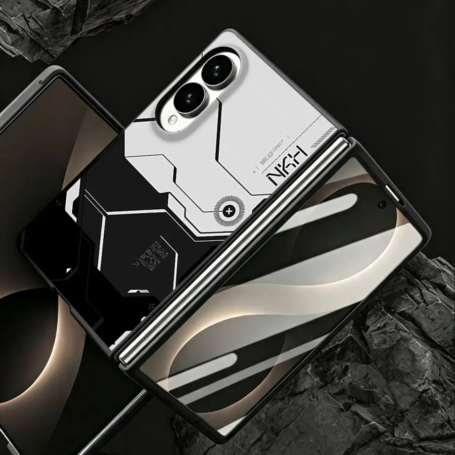 Line Tech Pattern Case for Samsung Galaxy Z Fold8 Wide Z Fold 8 ZFold Wide ZFold8 Luxury Phone Cover
