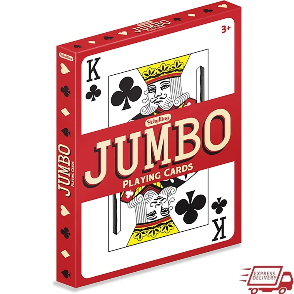 

Игральные карты Jumbo, тяжелая полная колода, 52-карты, 2 Джокера, классическая игра, уникальная часть беседы, отлично подходит для всех возрастов