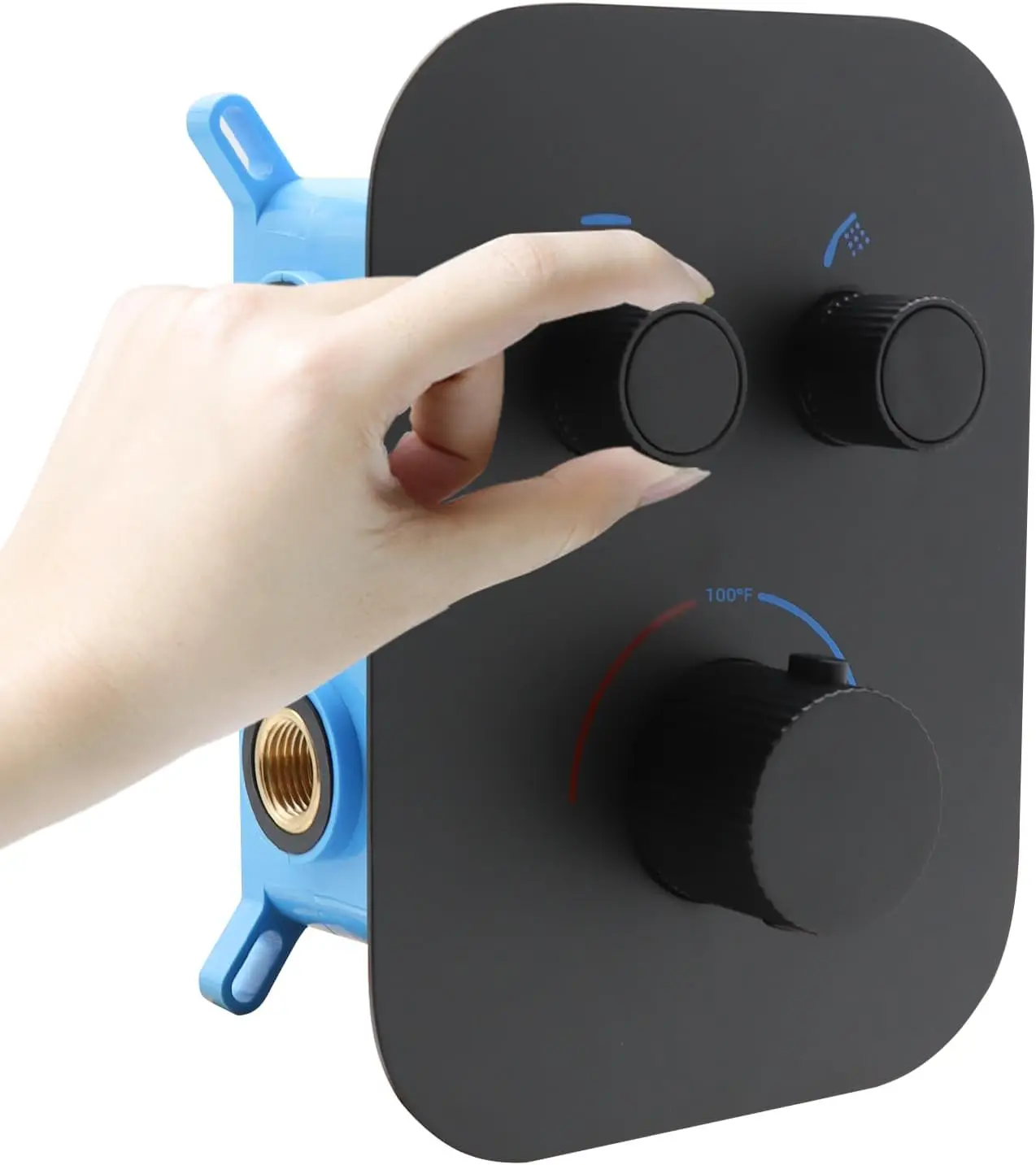 

Matte Black Solid Brass 2-Way Thermostatic Shower Diverter Valve Adjustable Flow Temperature Control Mixer For Bathroom