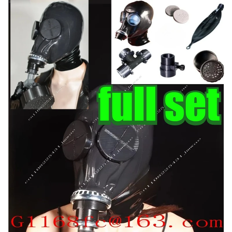 Full Package Latex Gas Mask, Breathing Control, Negative Pressure Bottle, Rubber Breathing Control