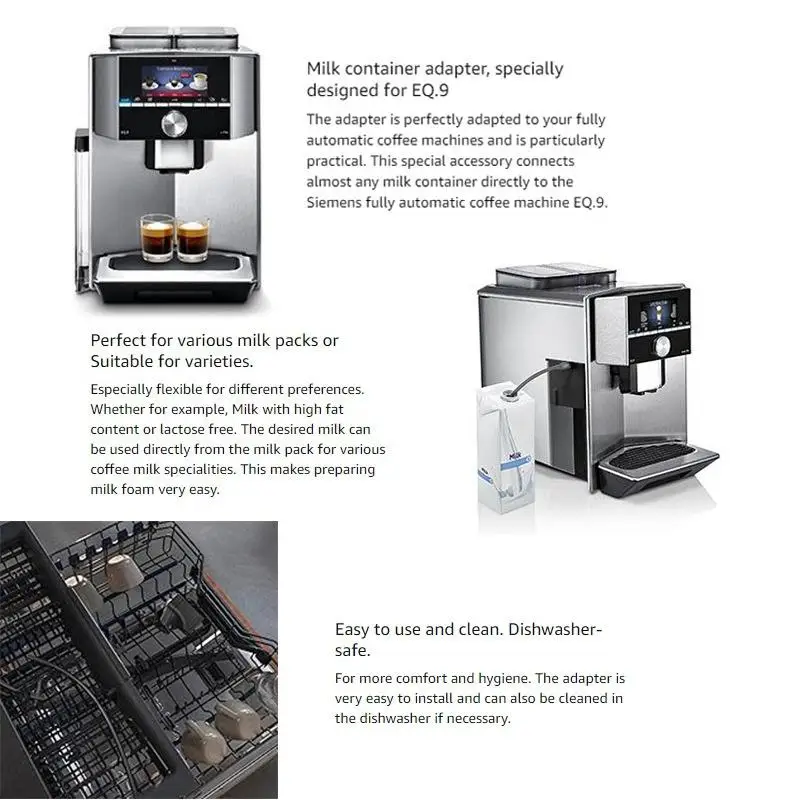 1 Set For Siemens EQ Series Coffee Machine Milk Container Adapter Kit With Hose Connector And Dishwasher Safe Design