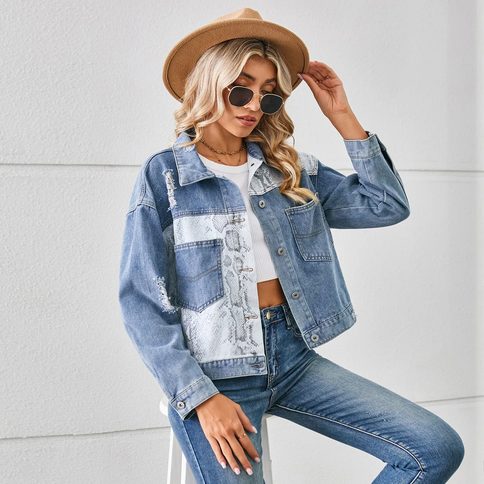 Giacche di jeans di qualità da donna Moda femminile casual manica lunga bavero abbottonato tasca sul petto giacca di jeans sottile cappotto autunno inverno