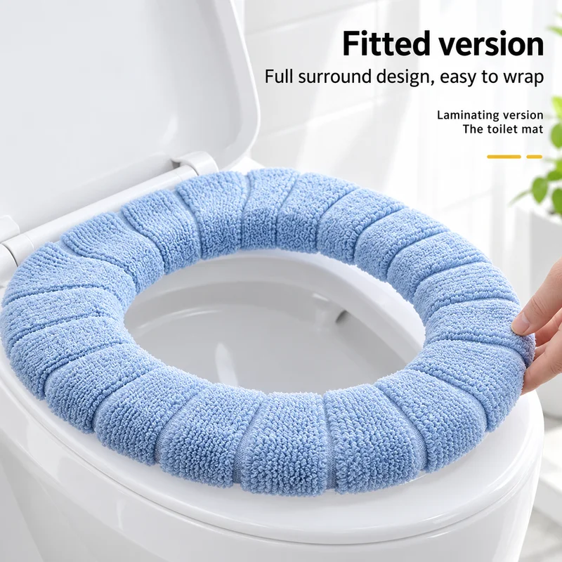 1Pcs Bathroom Washable Toilet Seat Cover Soft Soft Plush Warmer Mat Cushion for Winter Comfort
