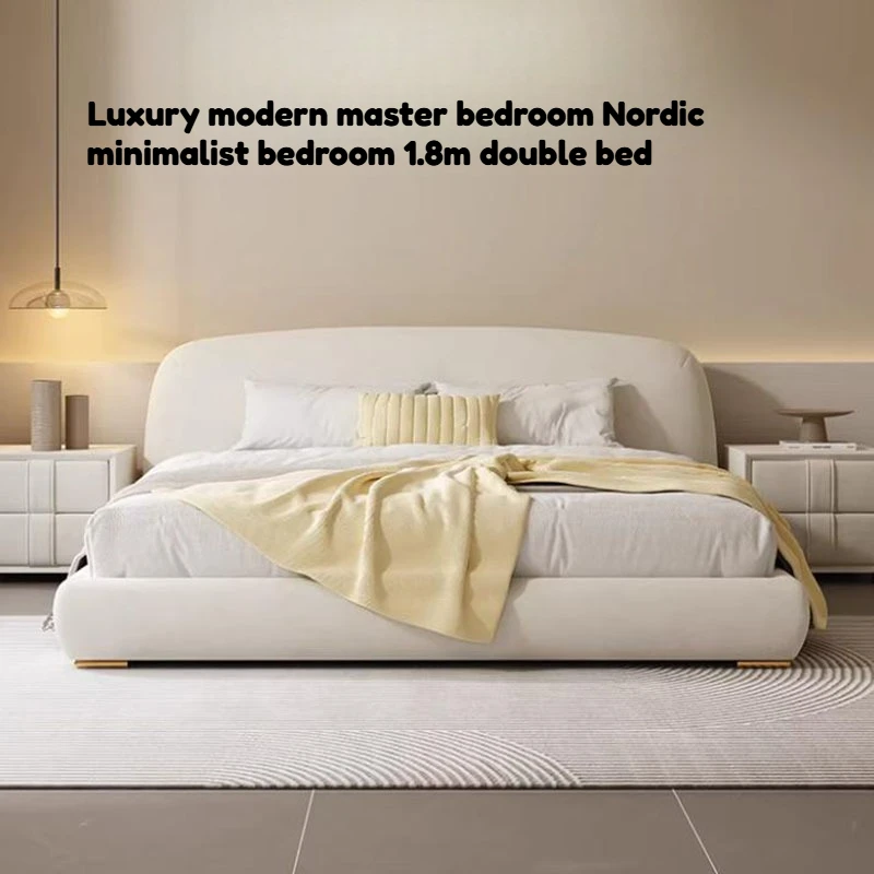 

Minimalist 1.8m Upholstered Beds Aesthetic Modern Sleeping Fancy Frames Beds Queen Size Unique Double European Bedroom Furniture