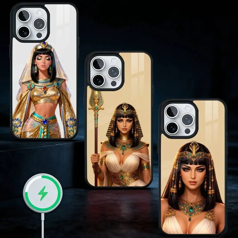 

Egypt Bastet Cat Goddess Cleopatra Phone Case For iPhone17,16,15,14,13 Plus,Pro Max Magnetic For Magsafe Wireless Charging