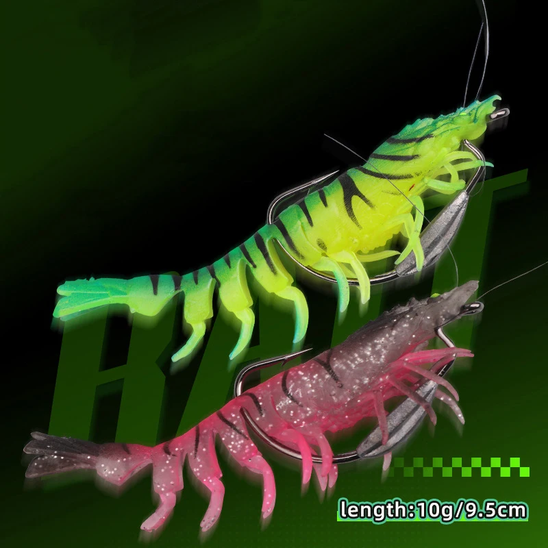 95 mm 10 g TPE leuchtende horizontale langsam sinkende Tintenfisch-Jig-Webfuß-Holzgarnelen-Krake-Tintenfisch-Angelköder
