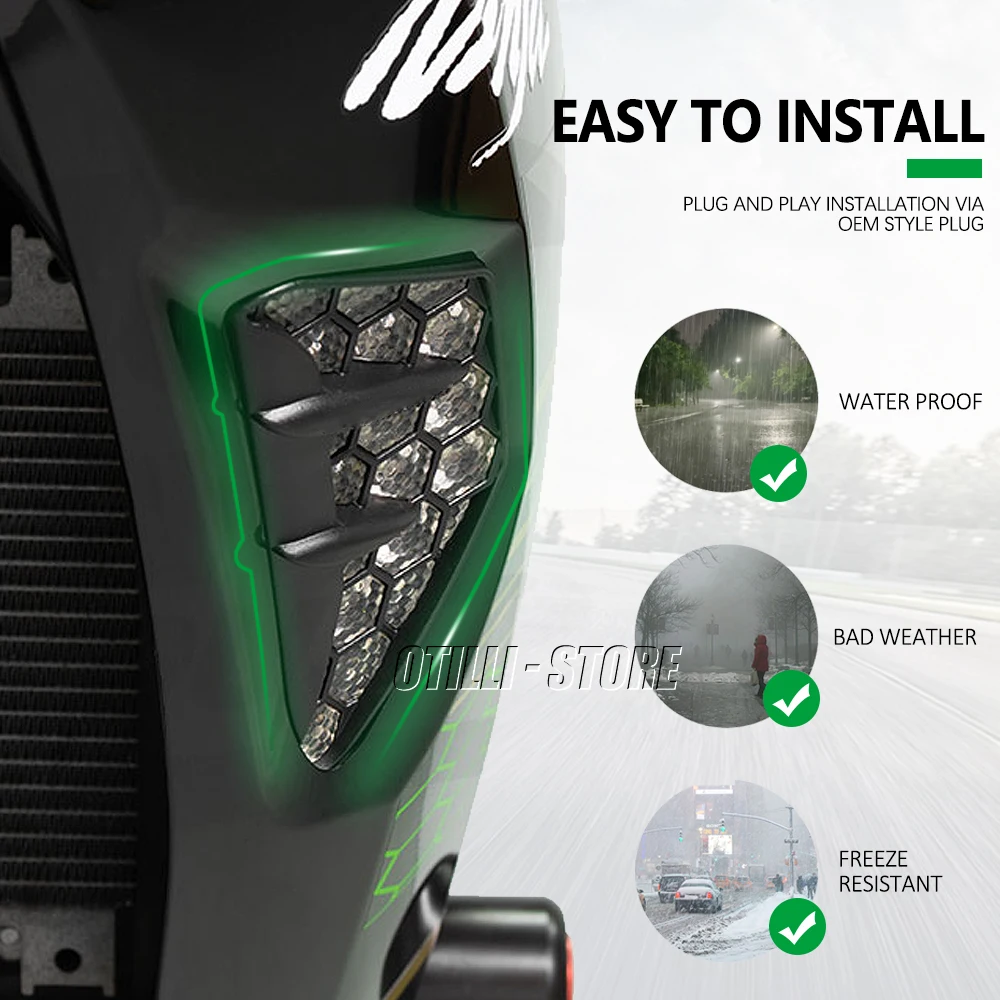 ใหม่ 1 ชิ้นอุปกรณ์เสริมรถจักรยานยนต์ LED ไฟเลี้ยวไฟสัญญาณ Flashers สําหรับ Kawasaki NINJA 300 400 650 1000 ZX6R ZX-6R