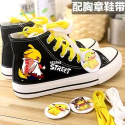 plus size Pikachu High Top Canvas Leather Kachu Collaboration Spring Autumn New Student SportS And Leisure Shoe women shoes