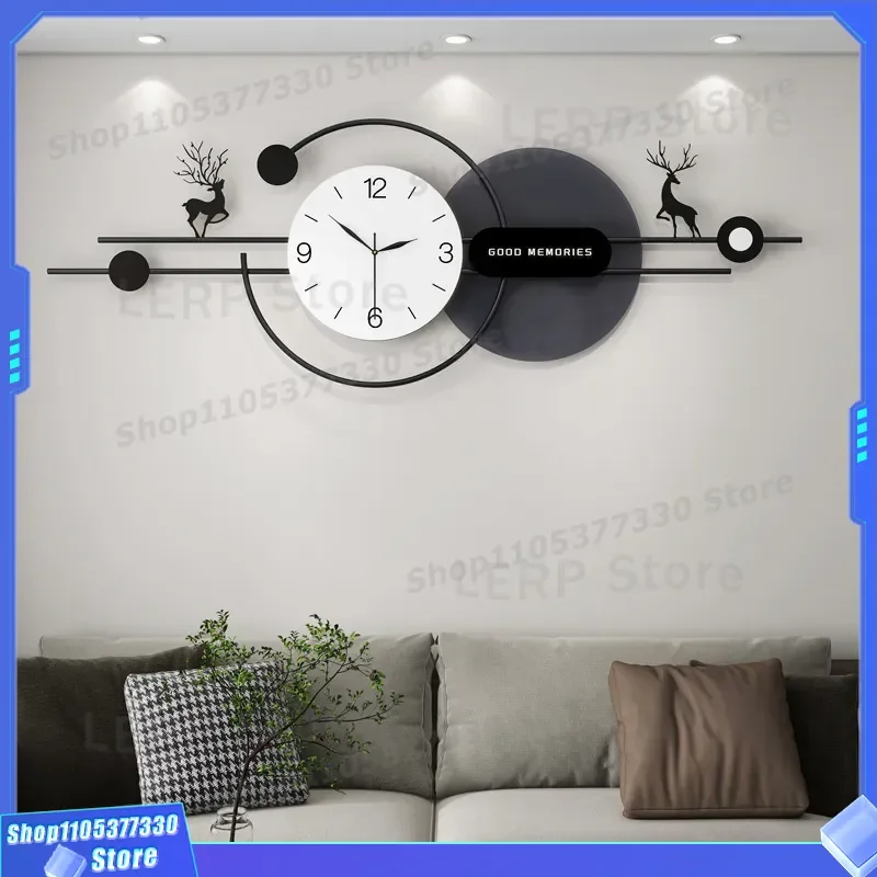 Modern Large Wall Clock Silent Non Ticking For Living Room High End Simple Home Decor Background No Punching Hanging Watch