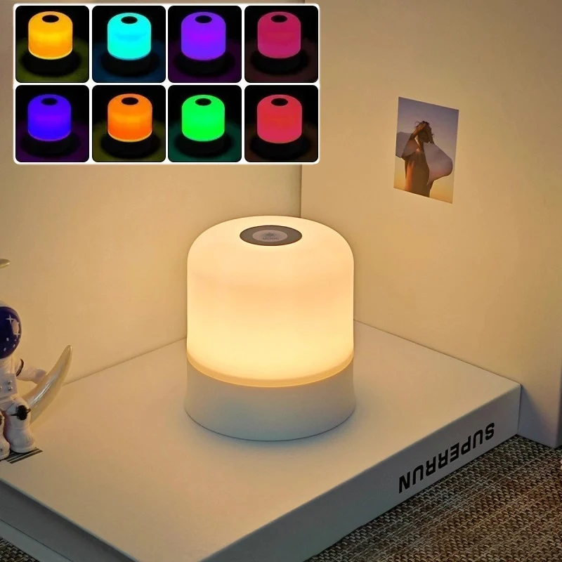 Living Room Touch Night Light Rechargeable Remote Control Night Light RGB Dimmable Table Lamp Ambient Light for Bedroom