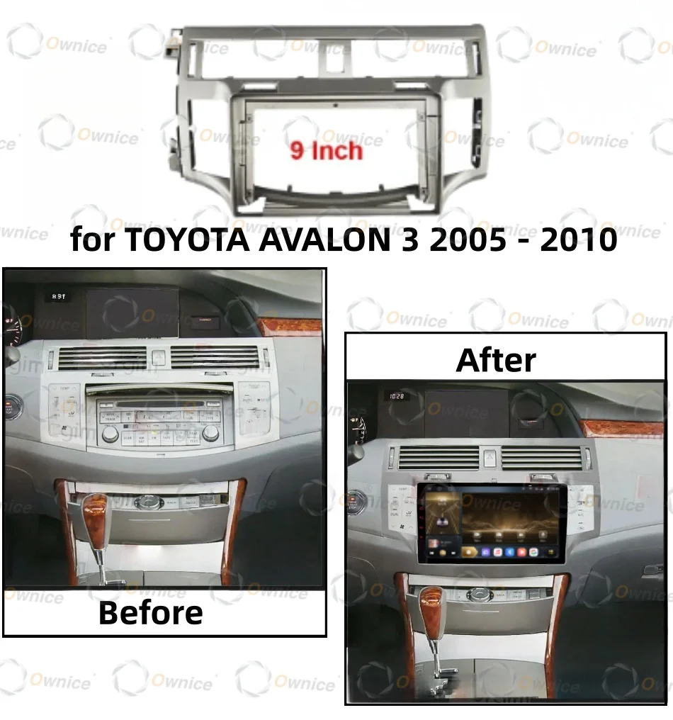 Ownice 9 for TOYOTA AVALON 3 2005 - 2010 Car Radio Stereo Fascia Panel Frame Trim Dashboard Mount Kit Canbus Adapter Power Cable