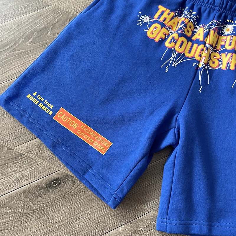 Novo isso é um lindo lote de xarope de tosse azul shorts high street masculino feminino moda impressão casual sprot shorts